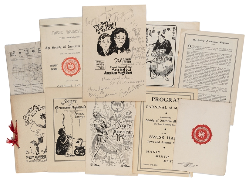  [S.A.M & HOUDINI]. Group of S.A.M. Banquet and Show Program...