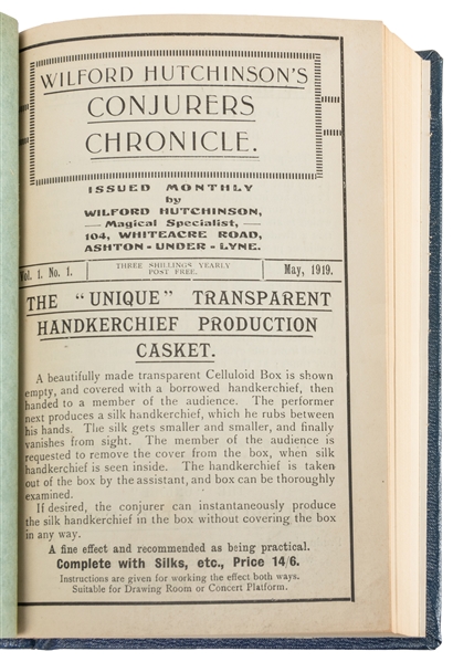  Conjurers Chronicle. Wilford Hutchinson. Monthly. V1 N1 (M...
