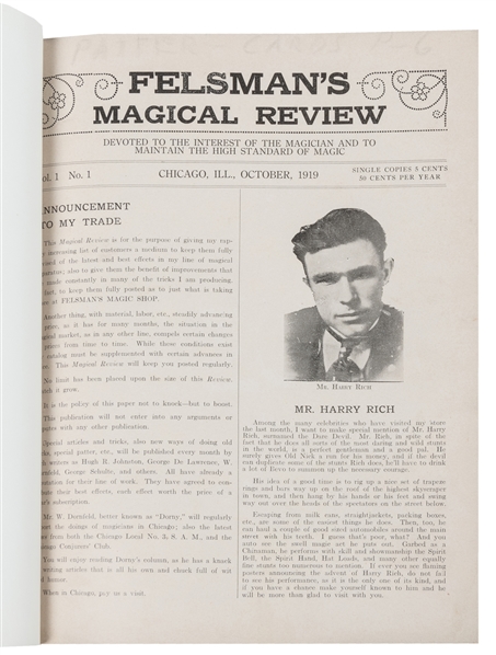  Felsmans Magical Review. Arthur Felsman. V1 N1 (Oct. 1919)...