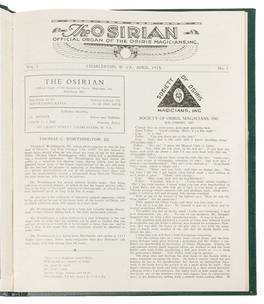  Osirian. Al Snyder. Monthly. V1 N1 (Apr. 1925) – V1 N6 (Sep...