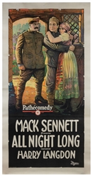  All Night Long. Pathe, 1924. Three-sheet (81 x 41") color l...
