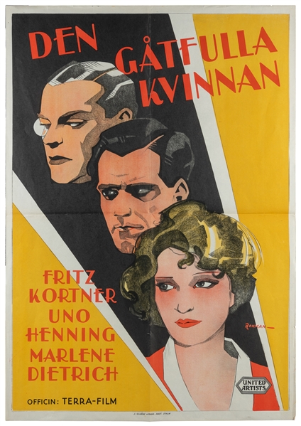  Three Loves. Terra-Filmverleih, 1929. Swedish one-sheet (39...