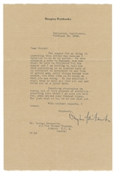  FAIRBANKS, Douglas Sr. (1883 – 1939). Typed letter signed. ...