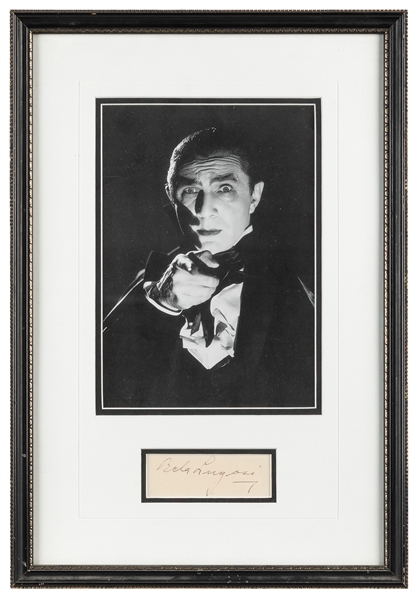  Bela Lugosi Autograph Display. Inked signature “Bela Lugosi...