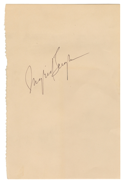 BERGMAN, Ingrid (1915-1982). Signed Page. [N.p., n.d.] Blan...