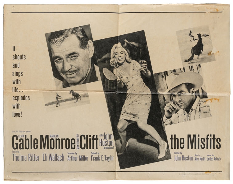  The Misfits. United Artists, 1961. Half-sheet (22 x 28") po...