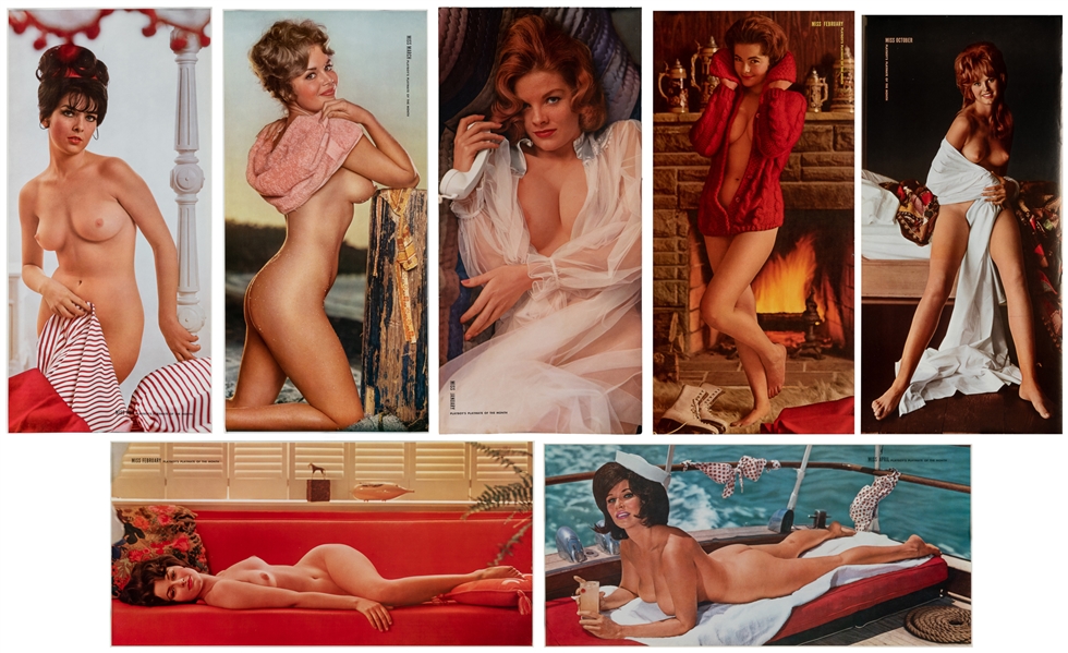  [PLAYBOY]. Group of 51 Playmate centerfold prints. Circa 19...