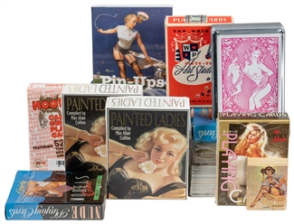  [PIN-UP]. Group of pinup and erotic playing cards and tradi...