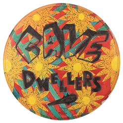  [GARAGE BAND]. The Cave Dwellers painted drumhead. A 21" Re...