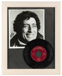  Tony Bennett Signed Photo and Record Display. Glossy 8 x 10...
