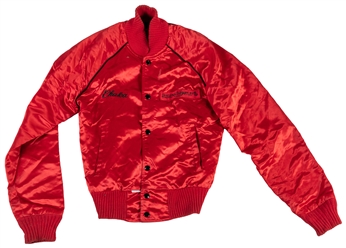  Chaka Khans Rufus Band Tour Jacket. Red satin with rayon l...