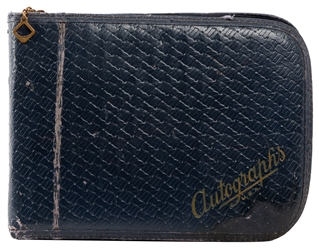  A Mid-Century Wrestling Autograph Album. Zippered navy leat...