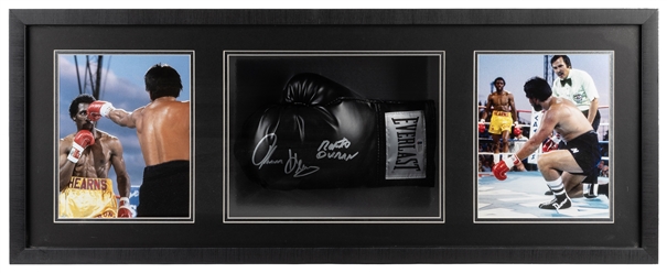  Roberto Duran and Thomas Hearns Signed Boxing Glove (BAS Wi...