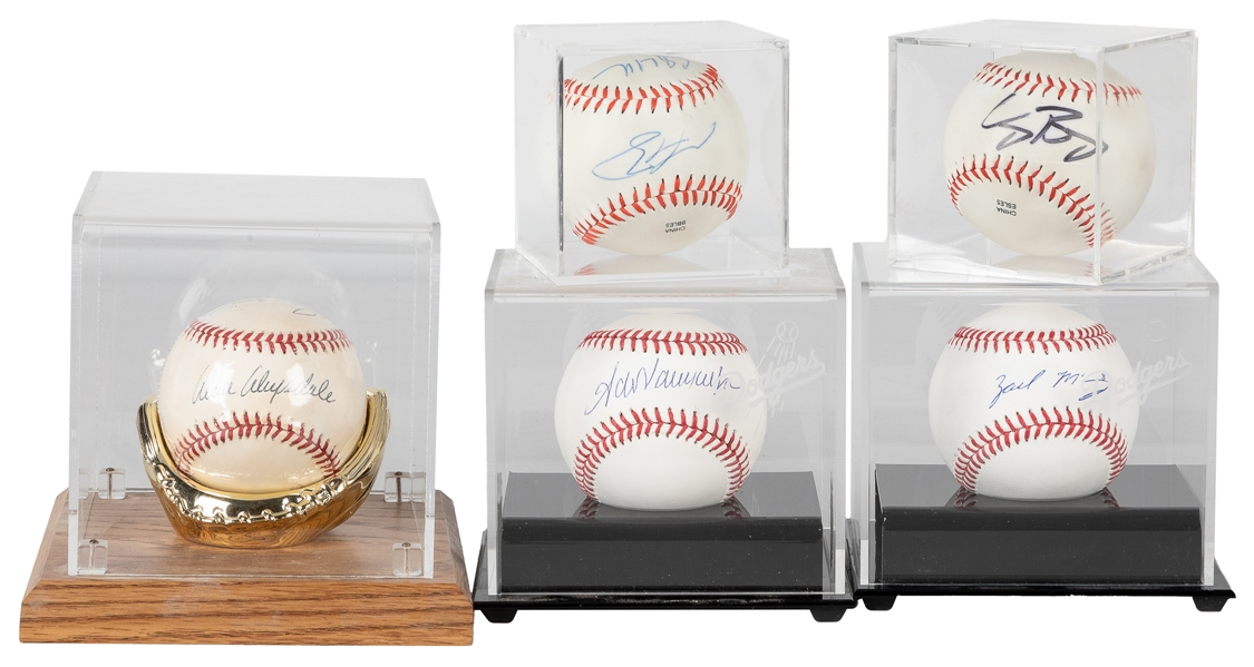  Five MLB Dodgers Signed Baseballs. Including Zack McKinstry...