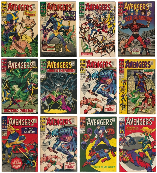  The Avengers Group of 12 Comic Books. Marvel Comics, 1966-6...