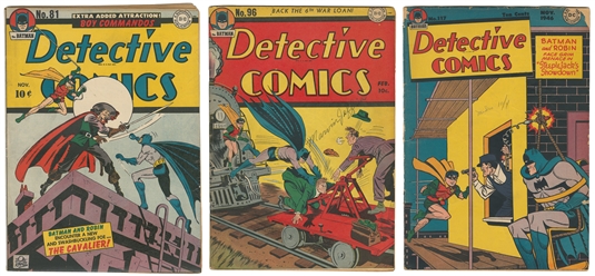  Detective Comics. Group of 3 comic books. DC, 1943-46. Incl...