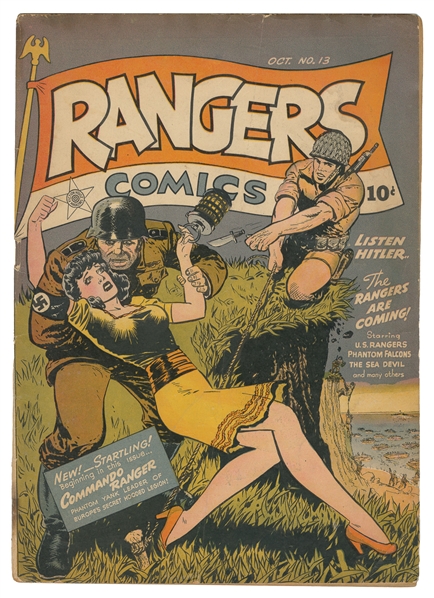  Rangers Comics #13. Fiction House, 1943. War cover. Hanging...