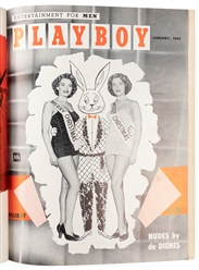 [PLAYBOY]. Group of bound Playboy magazines, including Vol....