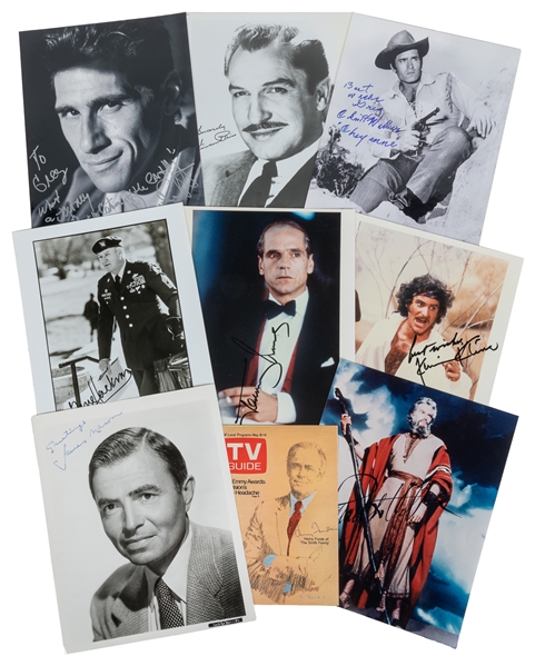  [MOVIE ACTORS]. Group of 11 Signed Photos and a Signed Maga...