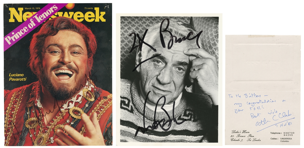  Trio of Modern Autograph Items, including: CLARKE, Arthur C...