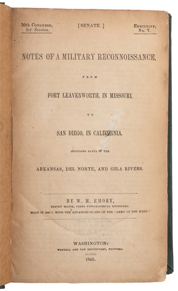  [AMERICANA]. EMORY, W[illiam] H. (1811-1887). Notes of a Mi...