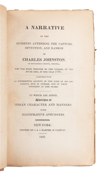  [AMERICANA]. JOHNSTON, Charles (b. 1768). A Narrative of th...