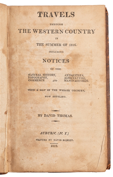  [AMERICANA]. THOMAS, David (1770-1857). Travels Through the...