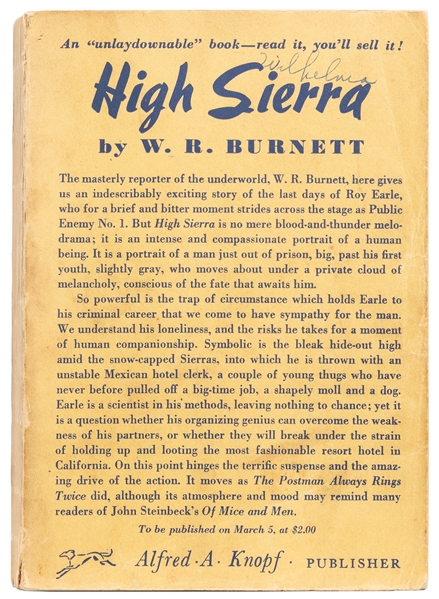  BURNETT, W. R. (1899-1982). High Sierra. New York: Alfred A...