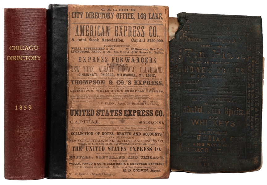  [CHICAGO]. Trio of Chicago City Directories for 1856-57, 18...