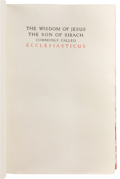  [FINE PRESS]. [ASHENDENE PRESS]. The Wisdom of Jesus The So...