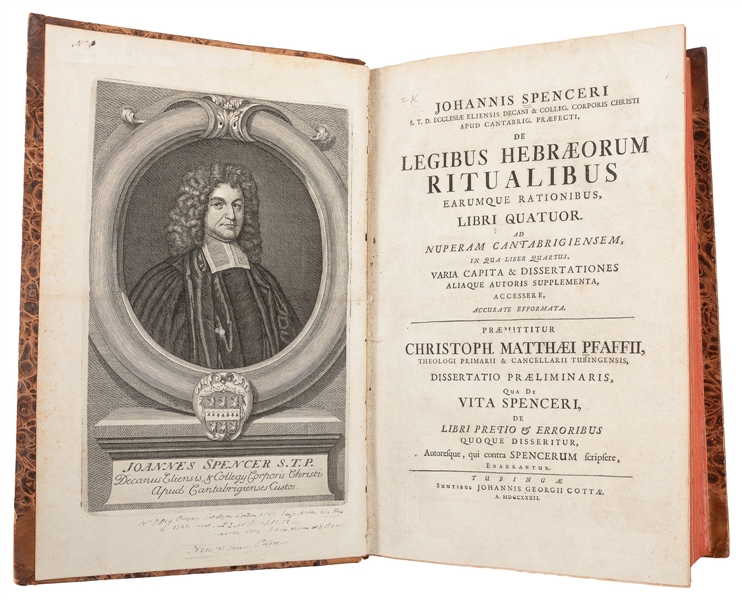  [JUDAICA]. SPENCER, John (1630-1693). De Legibus Hebraeorum...