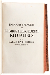  [JUDAICA]. SPENCER, John (1630-1693). De Legibus Hebraeorum...