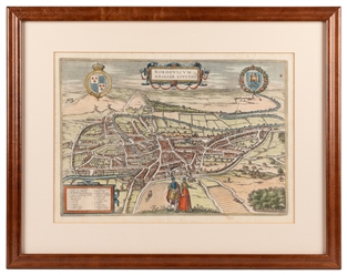  [MAPS]. Pair of Hand-Colored Maps, including: BRAUN, Georg ...