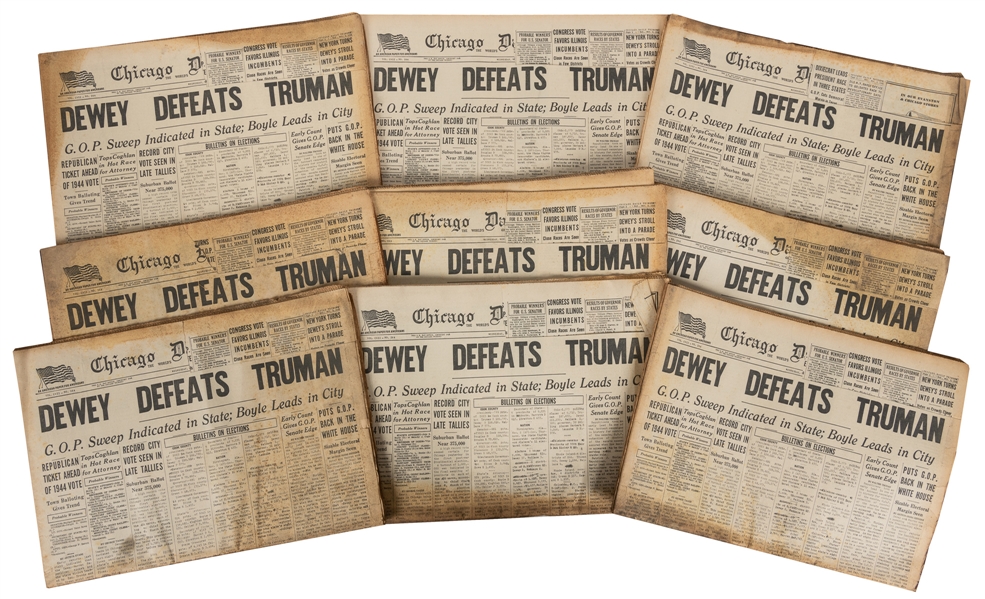  [NEWSPAPERS]. “Dewey Defeats Truman" 20 Copies of This Infa...