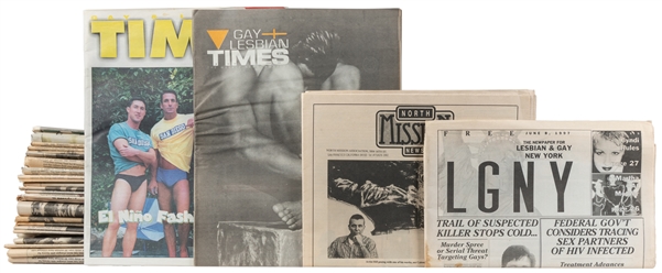  [LGBTQ – PERIODICALS]. Lot of gay and lesbian newspapers. A...