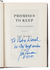  [PRESIDENTS]. BIDEN, Joe (b. 1942). Promises to Keep. On Li...