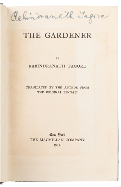  TAGORE, Rabindranath (1861-1941). The Gardener. New York: T...
