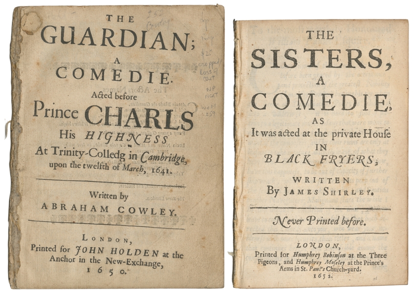  [THEATER]. Pair of 17th Century Caroline-Era Stage Comedies...