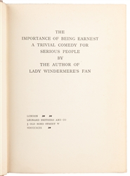  WILDE, Oscar (1854-1900). The Importance of Being Earnest. ...