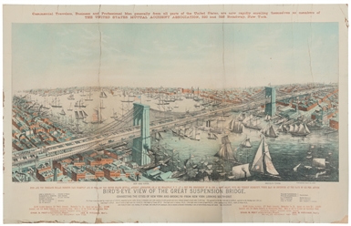  [BROOKLYN BRIDGE]. “Bird's-Eye View of the Great Suspension...