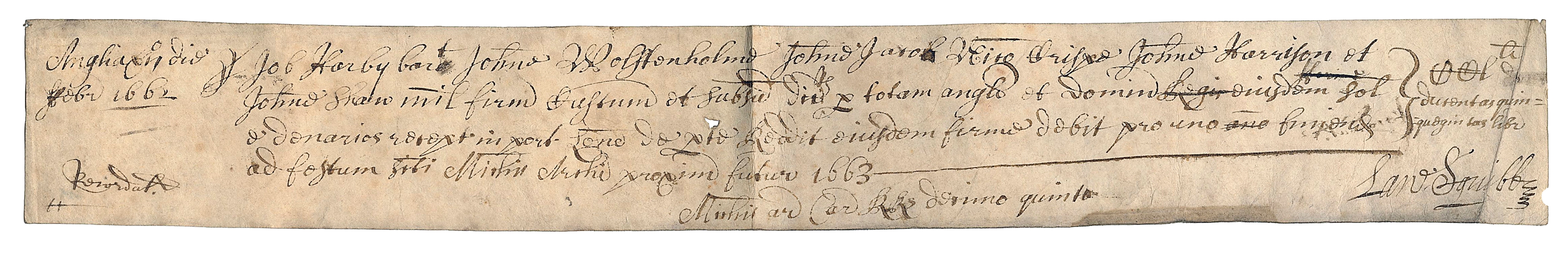  [KING CHARLES I, association]. A Manuscript Receipt Signed ...