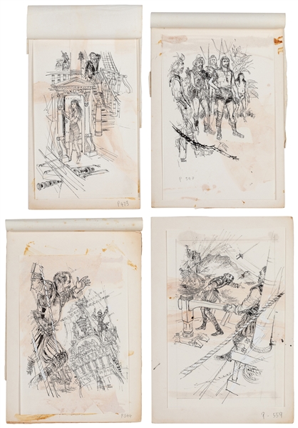  KNIGHT, David (1923-1982). Group of 10 Original Pen and Ink...