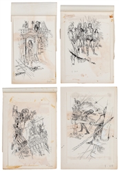  KNIGHT, David (1923-1982). Group of 10 Original Pen and Ink...