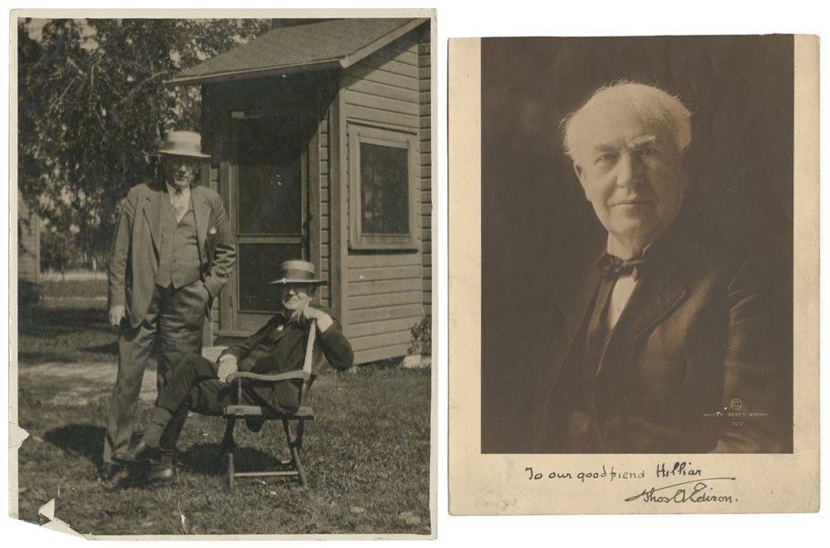  EDISON, Thomas (1847-1931). Inscribed Photo to Famous Magic...