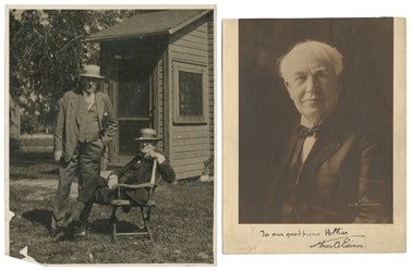  EDISON, Thomas (1847-1931). Inscribed Photo to Famous Magic...