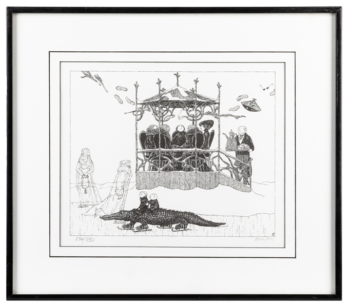  GOREY, Edward (1925-2000). “Skating Alligator" Signed Print...