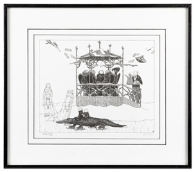  GOREY, Edward (1925-2000). “Skating Alligator Signed Print...