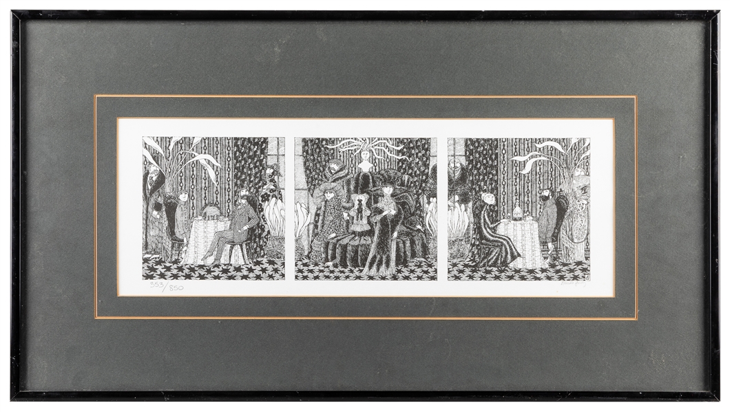  GOREY, Edward (1925-2000). “Tearoom Tryptich" Signed Print....