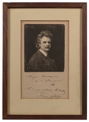  GRIEG, Edvard (1843-1907). Signed and Inscribed Portrait. B...