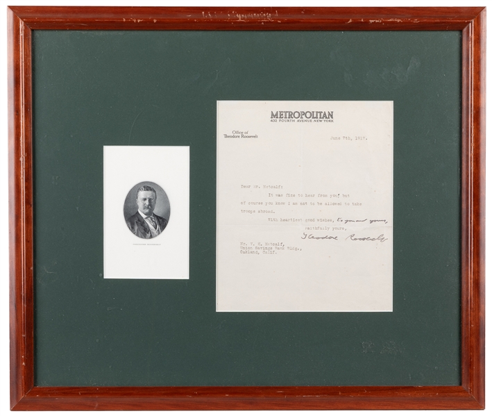  ROOSEVELT, Theodore (1858-1919). Typed Letter Signed to His...